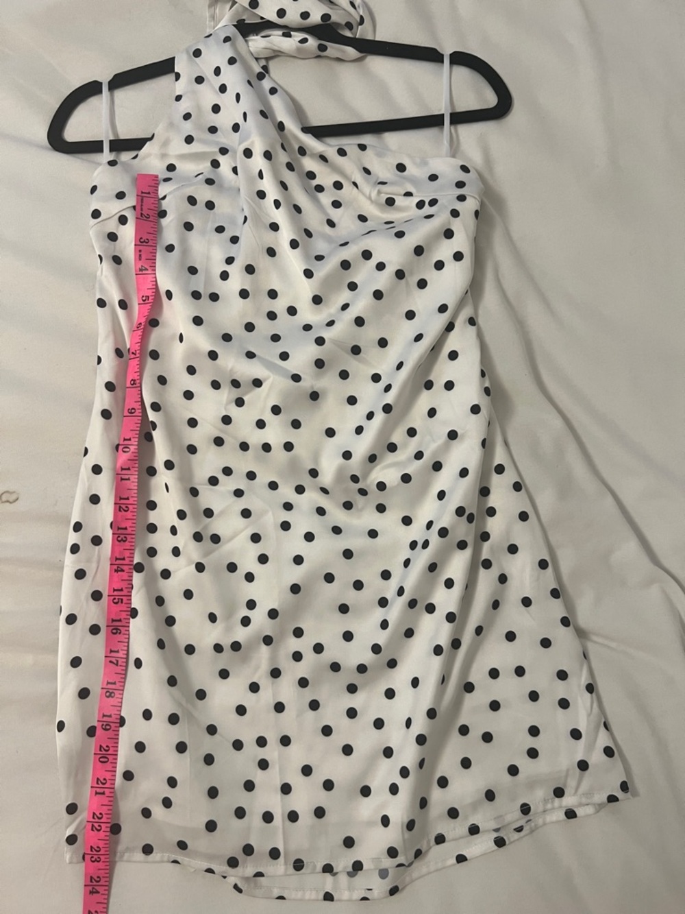 Commense White Polka Dot Mini Dress with Black Spots - Picture 6 of 6